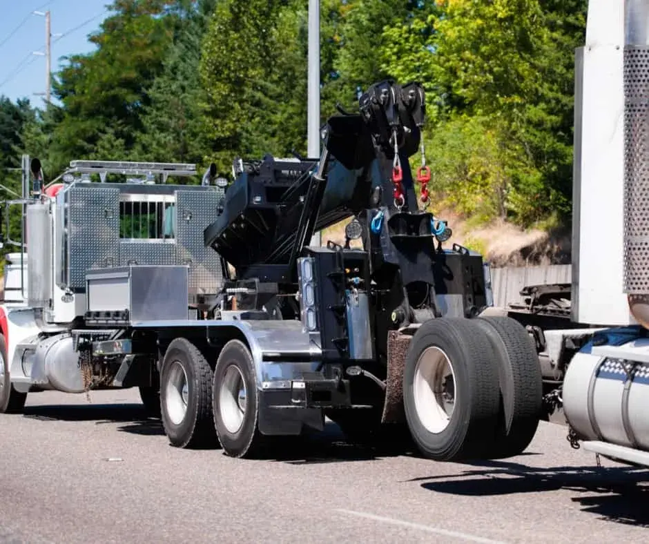 heavy-duty wrecker on a Brampton highway shoulder
